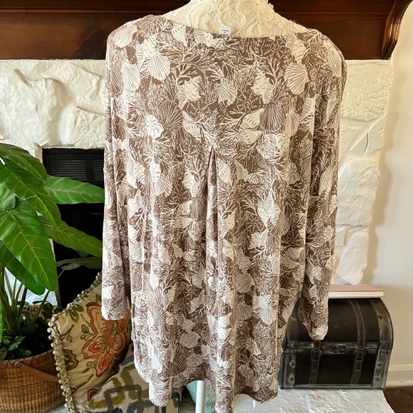 3/$25 💋 J. Jill Tan and Cream Floral Lace Women Tunic Top Size 2X - Picture 7 of 9